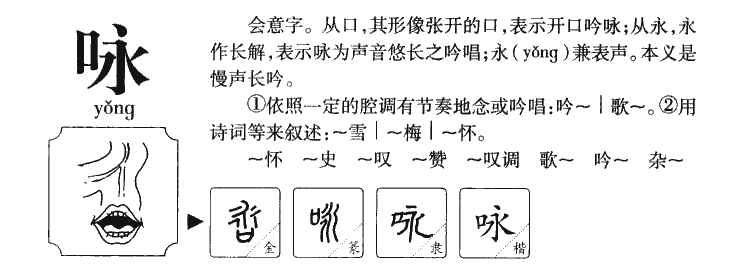 咏字五行属什么，咏字的含义是什么，咏字取名的寓意（男孩，女孩）