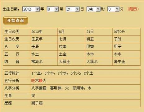 风水堂:五行八字喜用神查询