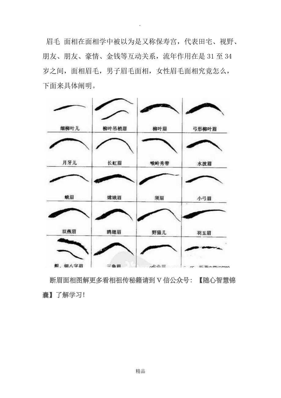 五官看相算命图解：眉毛为面相学五官之一