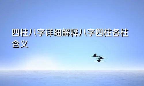 四柱八字详细解释八字四柱各柱含义