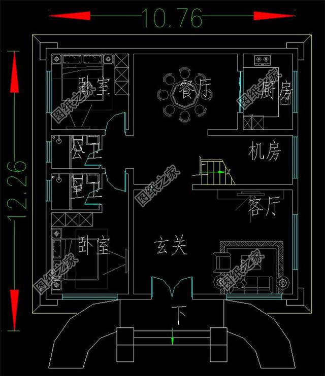 占地120平方米两层半复式农村自建房设计图